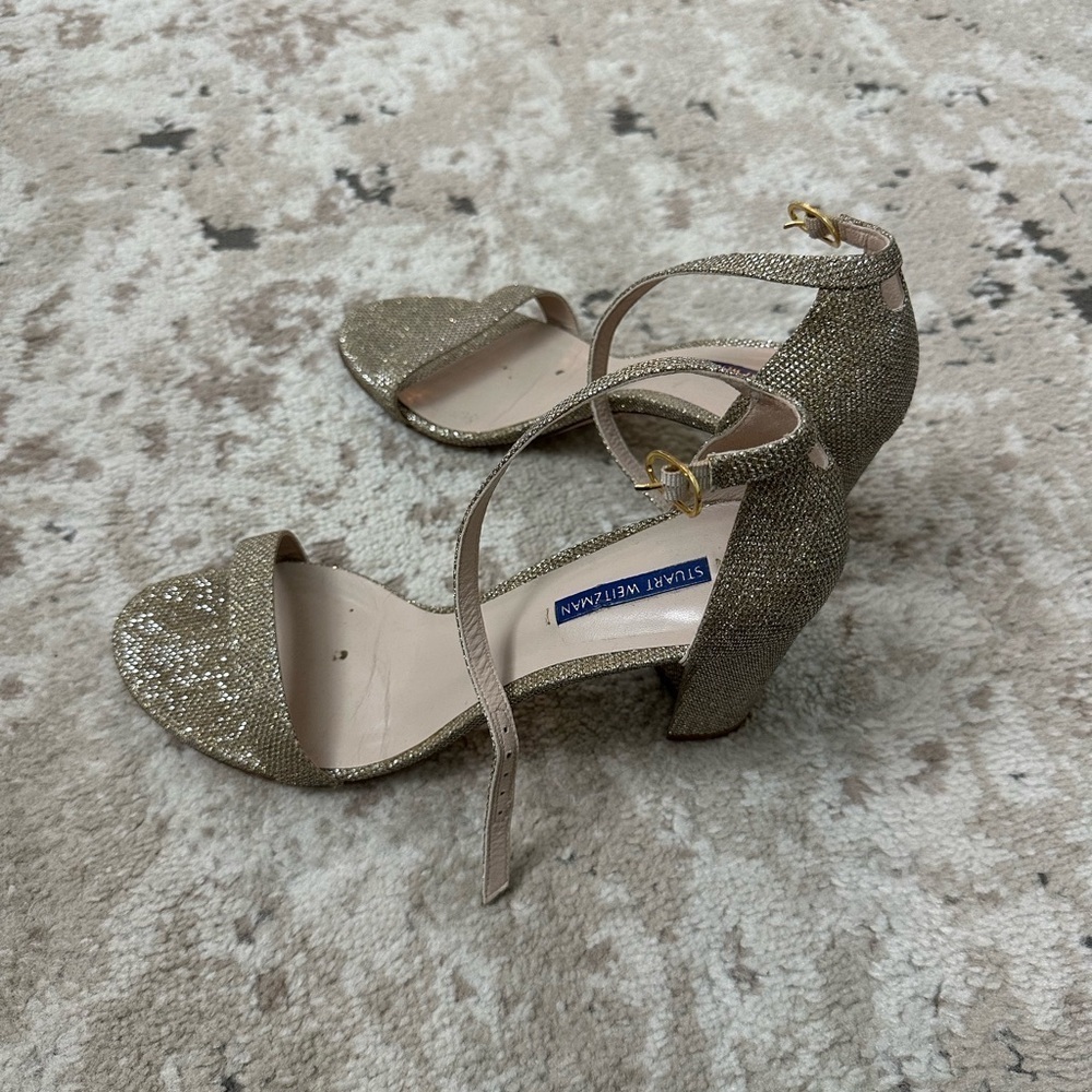 Stuart Weitzman Women's Nearly Nude Block Heel Sandals Size 11 - Picture 4 of 5